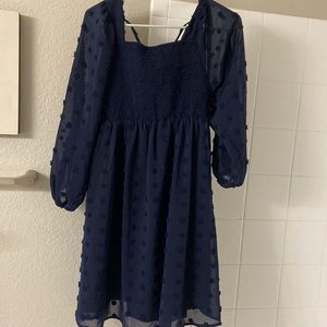 Navy blue texture detailed dress